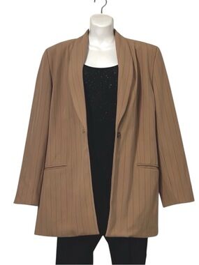 Amanda Smith Women’s Pinstriped One Button Suit Blazer Jacket Sz 10